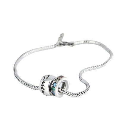 A S925 Sterling Silver Double Ring Diamond Bracelet