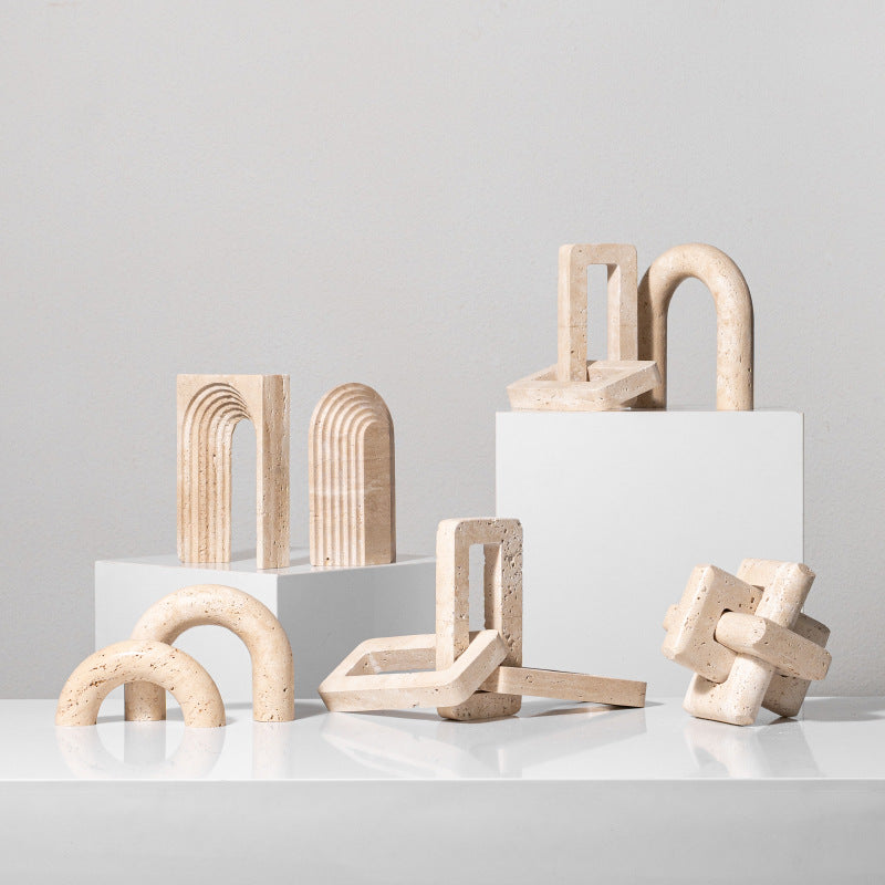 A geometric simulation travertine ornament