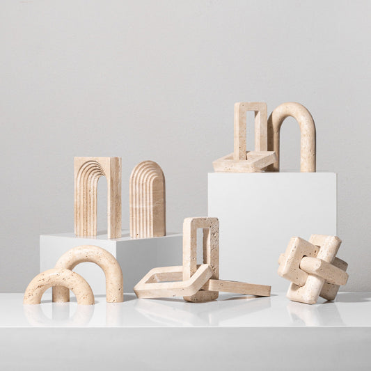 A geometric simulation travertine ornament