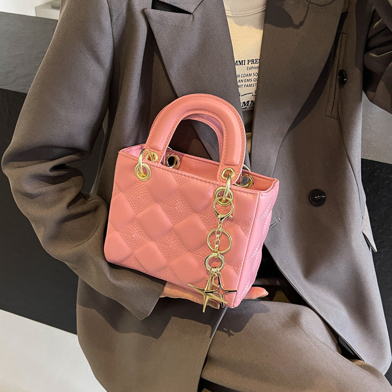A new simple and fashionable diamond small fragrant wind handbag messenger bag Princess Diana bag wholesale - Mixbatch