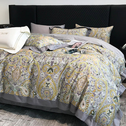 American luxury 200-piece long-staple cotton four-piece high-quality cotton cotton sheets quilt cover master bedroom 4 bedding 3.0kg - Mixbatch
