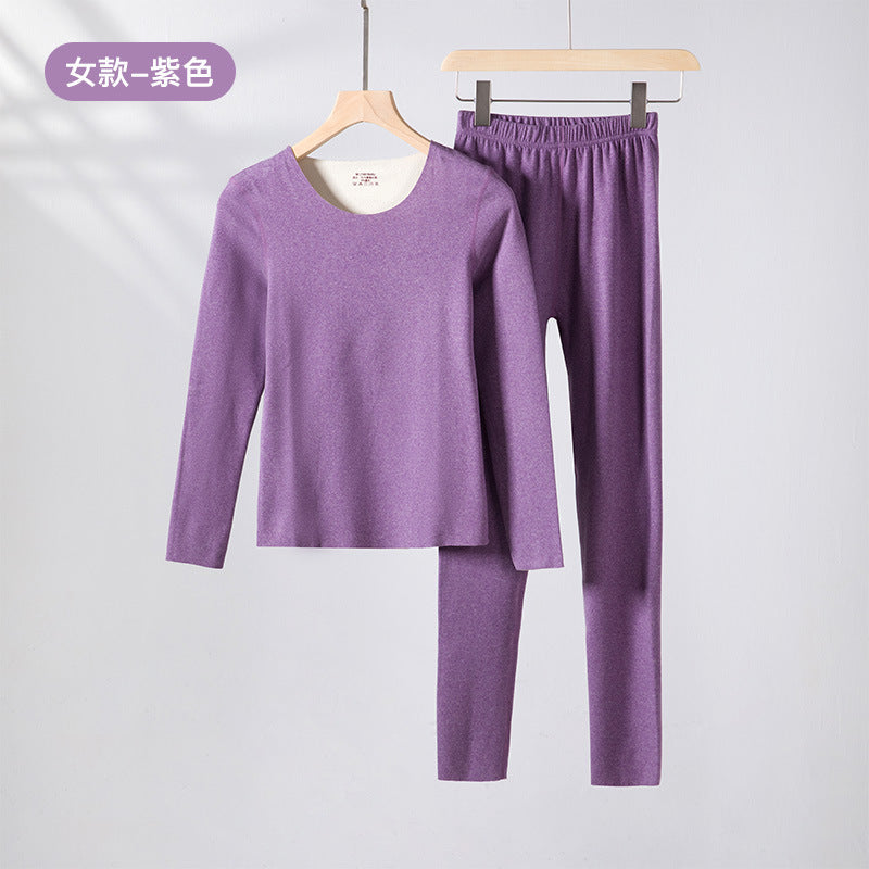 A autumn and winter silk wool thermal underwear female couple German velvet heating thickened primer long johns set wholesale - Mixbatch
