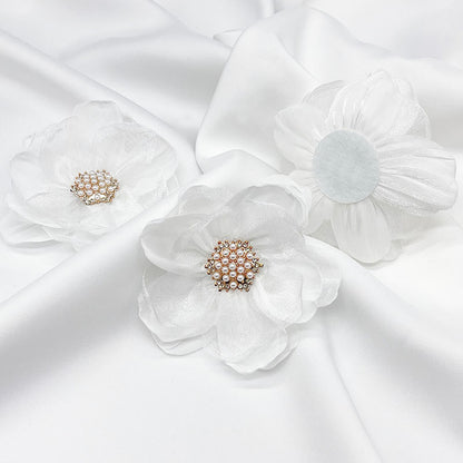 A organza flower accessories multi-layer three-dimensional gauze handmade beads DIY burnt edge flower jewelry shoe flower accessories - Mixbatch