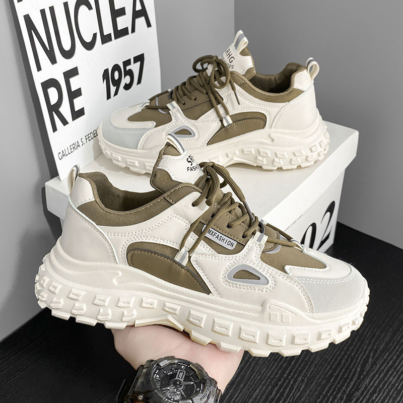 A thick-soled non-slip fashion sneakers new summer Internet celebrity Hong Kong style breathable men's shoes work wear-resistant casual dad shoes - Mixbatch