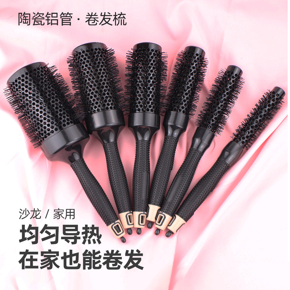 A Non-slip Rubber Handle Ceramic Curling Comb