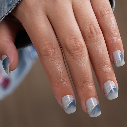 A cross-border explosion European and American style nail piece with diamond long square French manicure three-dimensional love broken diamond wearing nail wholesale - Mixbatch