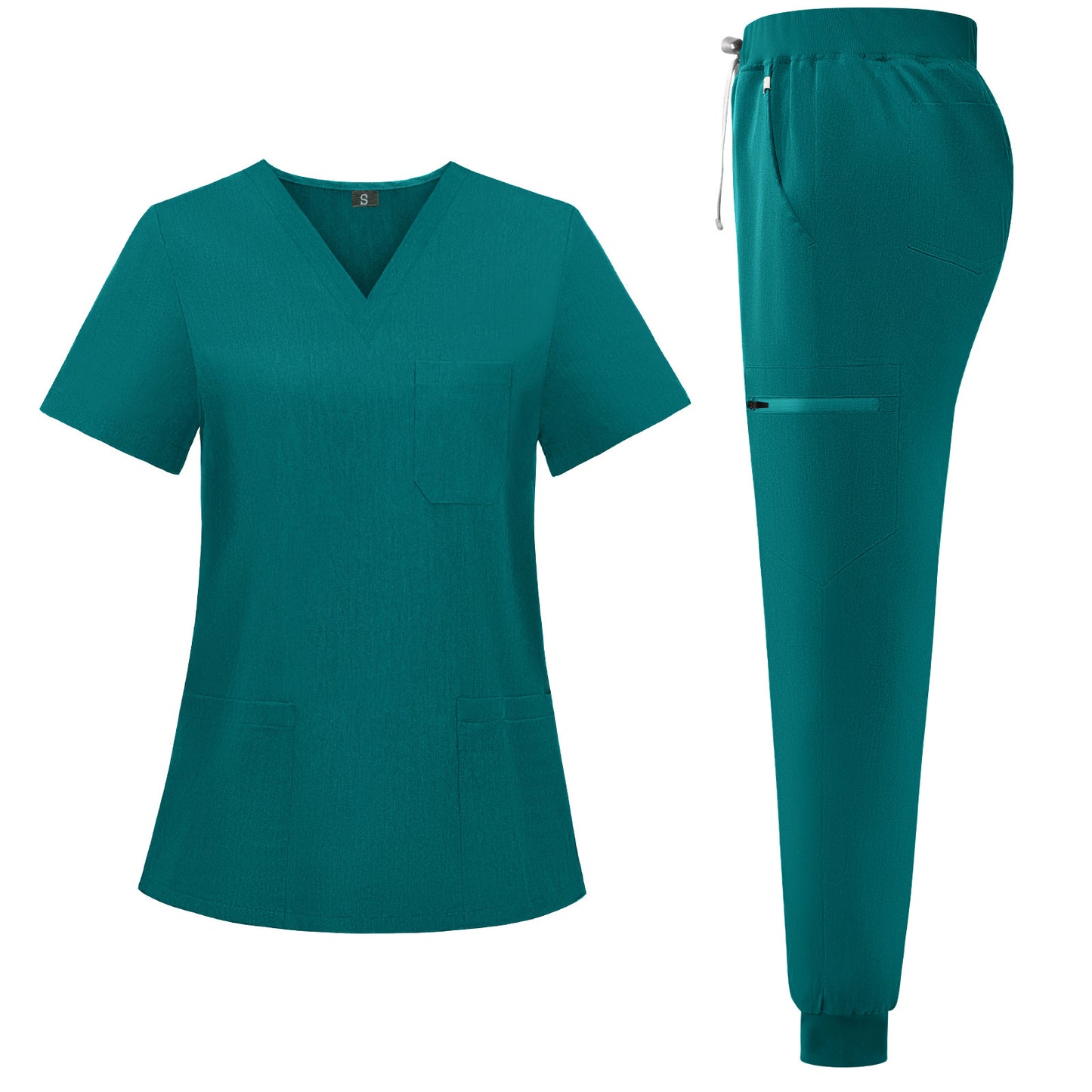 A female European and American V-neck short-sleeved hospital surgical clothes, nurse clothes, oral department nursing home pharmacy set, hand washing clothes