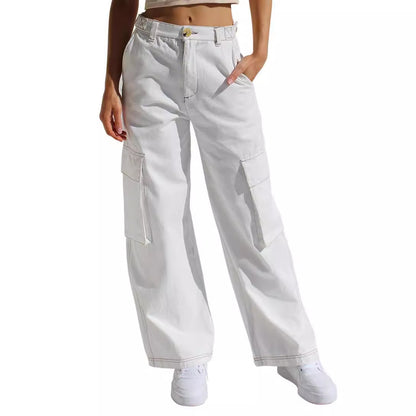 A foreign trade cross-border supply multi-pocket tooling jeans women