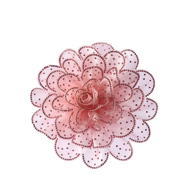 A new 14cm flower rhinestone patch creative clothing brooch decorative flower set with diamond flower clothing accessories - Mixbatch