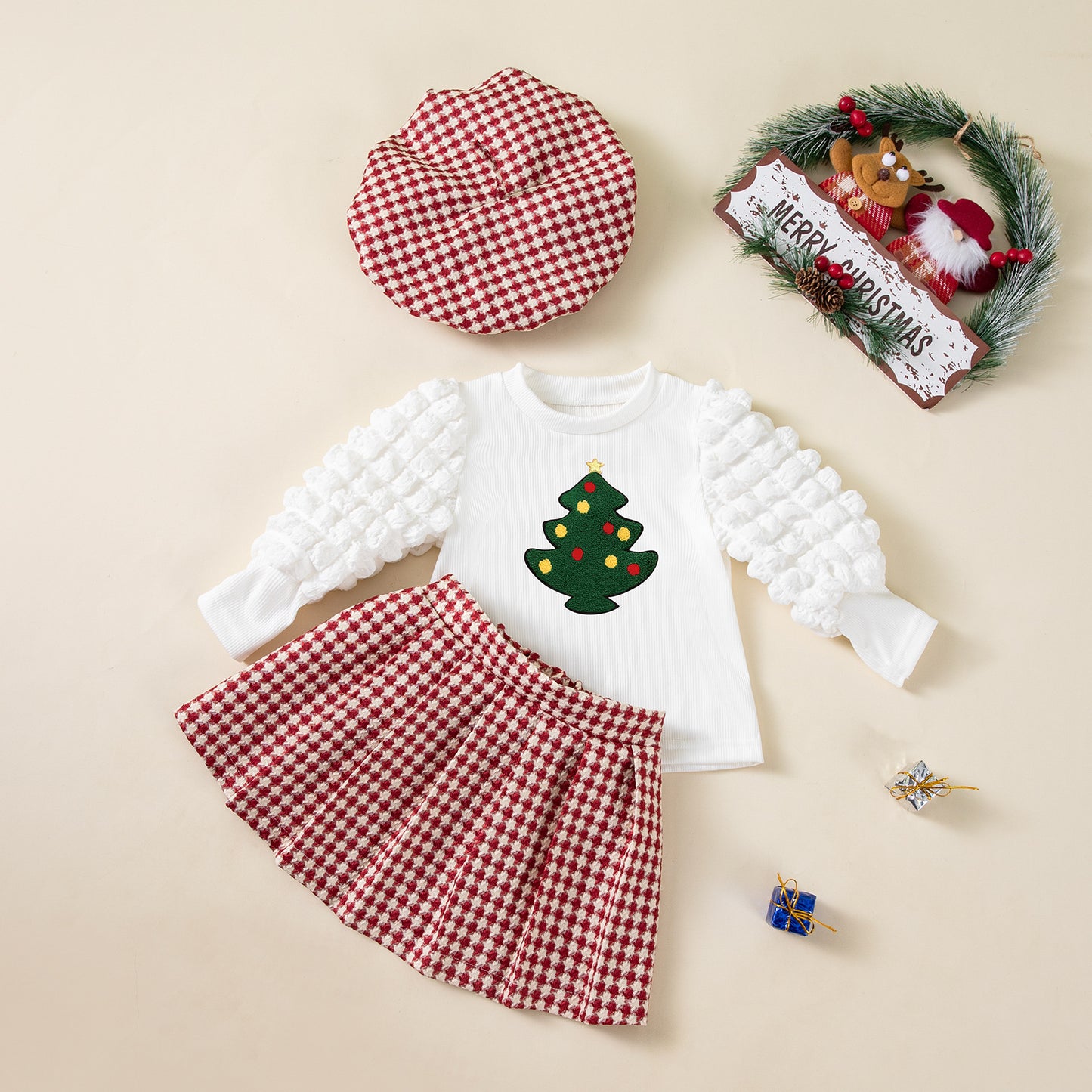 A children's long-sleeved mesh dress