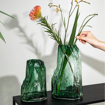 A European creative handmade glass vase, living room Internet celebrity ornament, water raising vase, dried flowers, household rockery vase