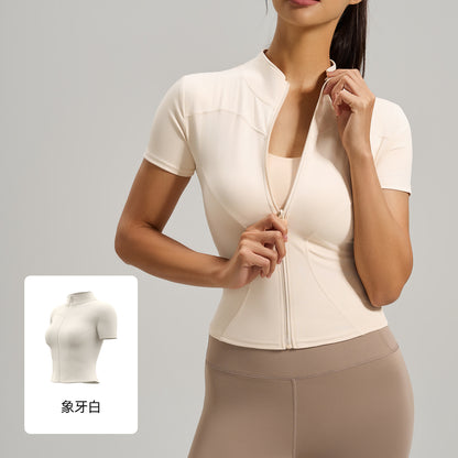 A High elastic yoga suit Naked stand-up collar jacket Fitness suit Sports suit Women