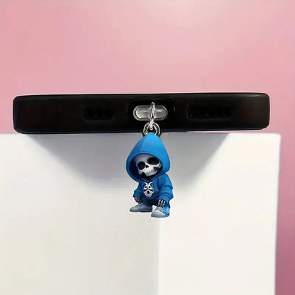 A Sweater Skull Acrylic Pendant Mobile Phone Dust Plug Suitable for Apple Mobile Phone Charging Interface and Type-c Interface