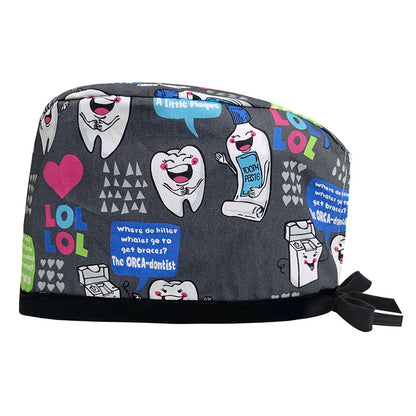 A Cotton Printed Surgical Cap Adjustable Women's Long Hair Baotou Cap Dentist Stomatology Clinic Frosted Cap Men's Foreign Trade
