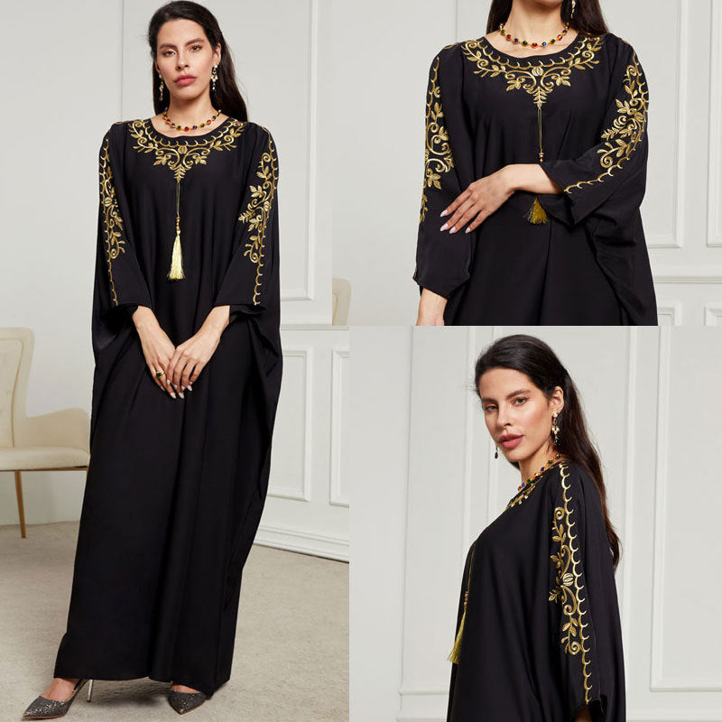 New Middle East Dubai Robe Clothing AliExpress Fashion Elegant Blouse Embroidered Dress - Mixbatch