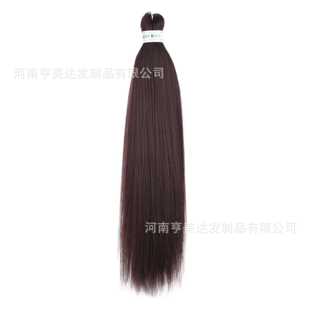 A EZ Color 26inch Women Chemical Fiber Long Straight Hair Large Easy Braided Hair Low Temperature Silk Long Straight Hair Wig - Mixbatch