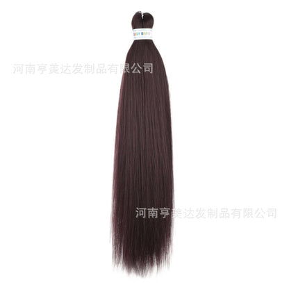 A EZ Color 26inch Women Chemical Fiber Long Straight Hair Large Easy Braided Hair Low Temperature Silk Long Straight Hair Wig - Mixbatch
