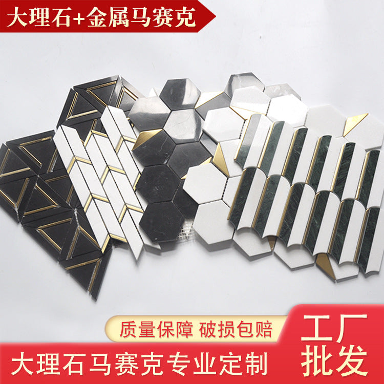 A metal stone mosaic wall tile