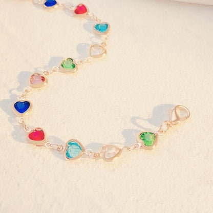 A European and American cross-border i color love zircon bracelet necklace personalized alloy heart dopamine bracelet Internet celebrity bracelet - Mixbatch