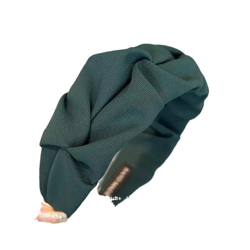 A high-grade pleated wide-edge hairpin headband, high cranial top pressure hair bundle, autumn and winter face wash headband