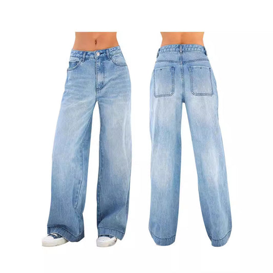 A European and American cross-border foreign trade casual loose wide-leg jeans women