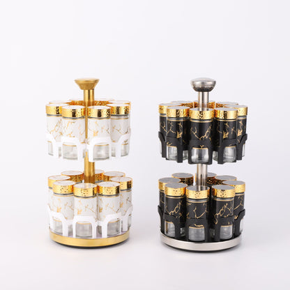 A glass seasoning bottle seasoning jar