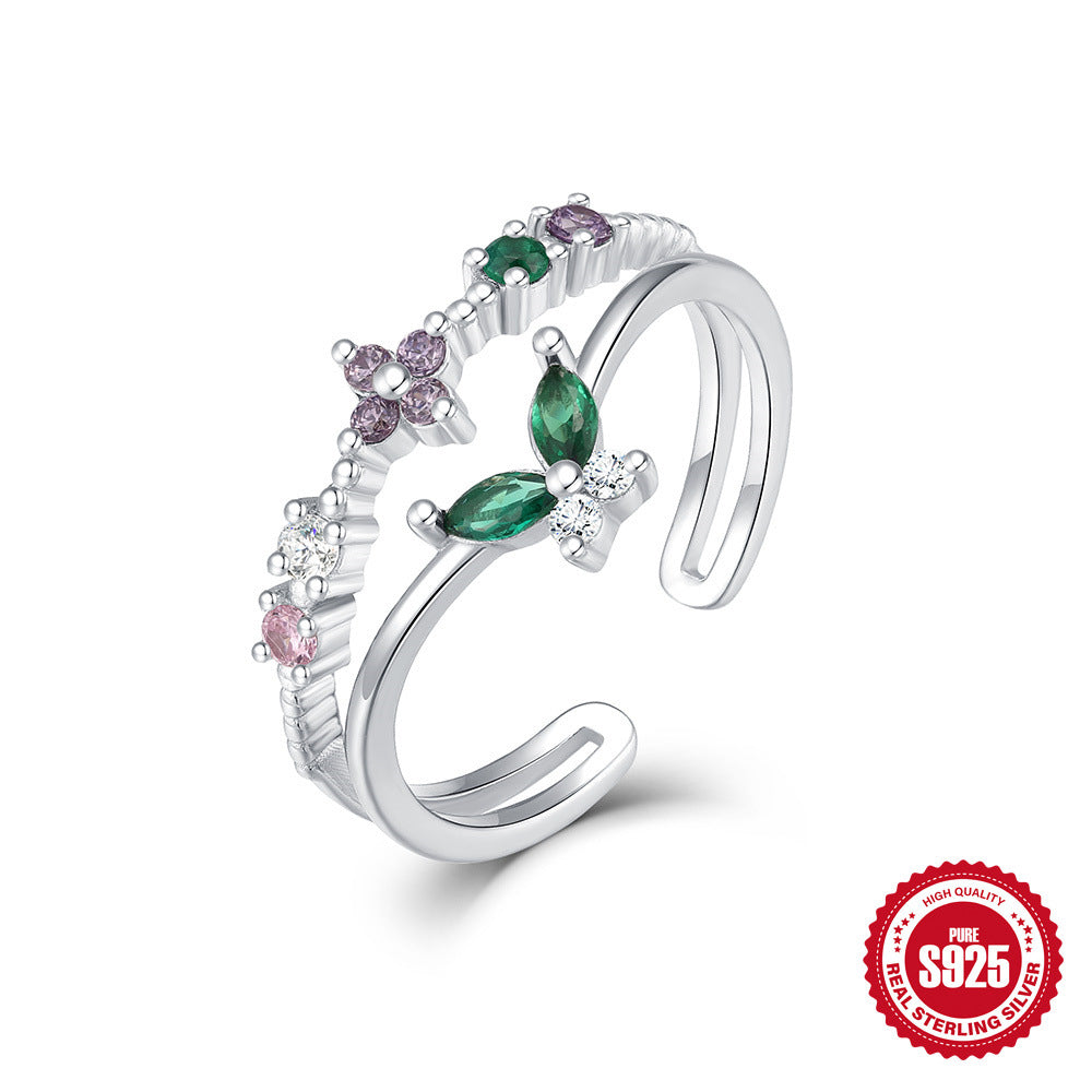 A S925 sterling silver adjustable open ring