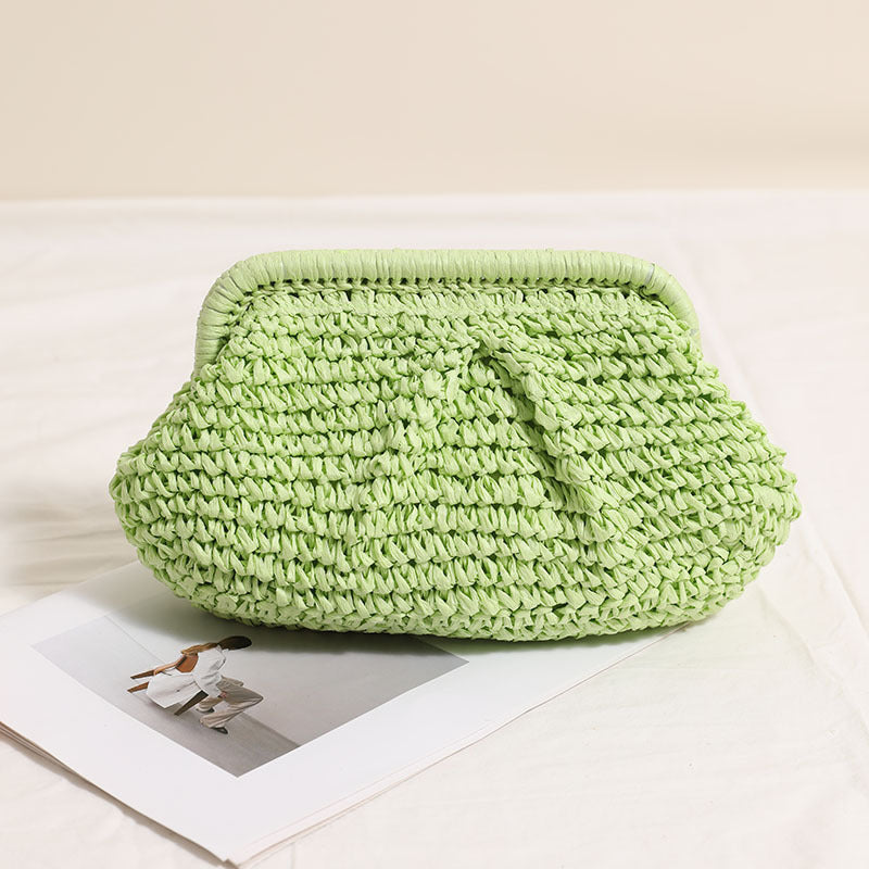 A INS paper rope woven bag female Internet celebrity shoulder crossbody shoulder strap vacation beach bag versatile chain bag