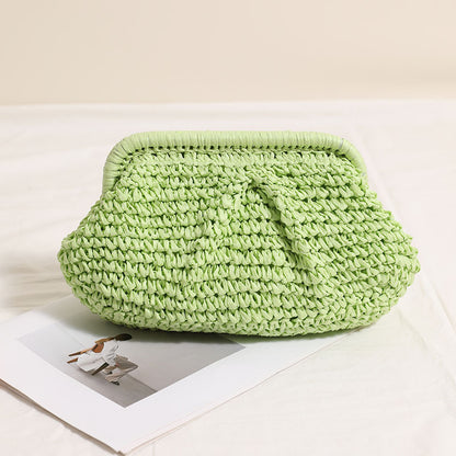 A INS paper rope woven bag female Internet celebrity shoulder crossbody shoulder strap vacation beach bag versatile chain bag