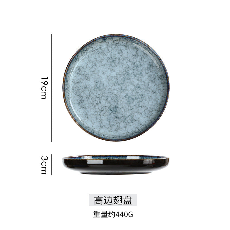 A Japanese high-end light luxury Western food ceramic wing bowl plate spoon cup hotel restaurant table four-piece tableware set