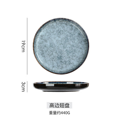 A Japanese high-end light luxury Western food ceramic wing bowl plate spoon cup hotel restaurant table four-piece tableware set