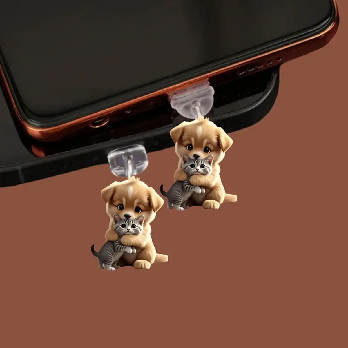 A cute puppy acrylic mobile phone dust plug is suitable for Apple mobile phone charging interface and Type-c interface