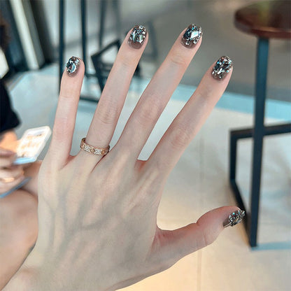 A Yi Yi Dance 30 pieces Handmade white moonlight cat eye manicure pieces Gentle temperament cat eye aurora wearing armor Xiaohongshu explosion - Mixbatch