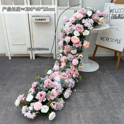 A wedding trailing flower arrangement engagement banquet simulation silk flower finished decorative flower arrangement peacock tail wedding flower arrangement