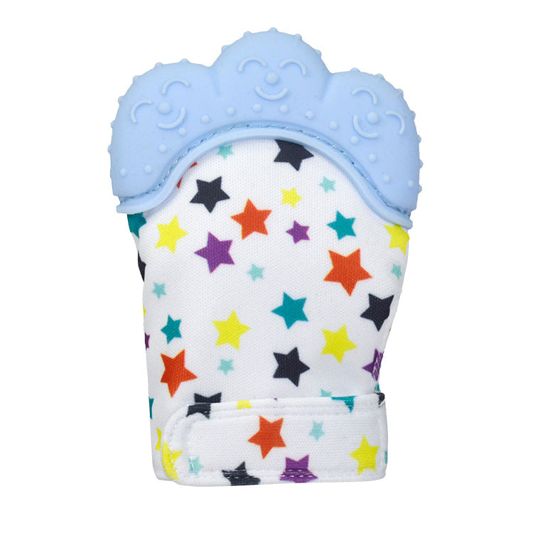 A Silicone molar gloves Food grade Baby imitation finger molar stick Hand guard Sound toy