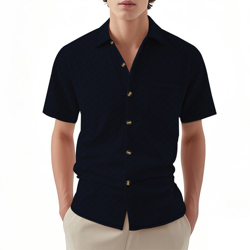 A Men's Solid Color Short Sleeve Shirt