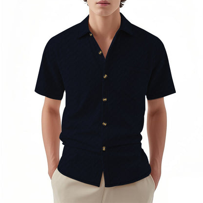 A Men's Solid Color Short Sleeve Shirt