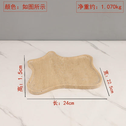 صينية زخرفية دائرية الشكل مصنوعة من رخام الترافرتين 