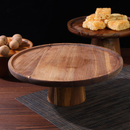 A Acacia wood tall cake display tray photo rack fruit plate snack cake plate dessert rack
