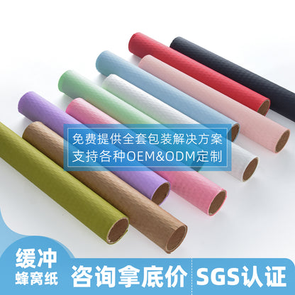 A Honeycomb Kraft Paper Roll Express Ceramic Wine Bottle Honeycomb Paper Bouquet Gift Box Buffer Eco-friendly Grid Wrapping Paper