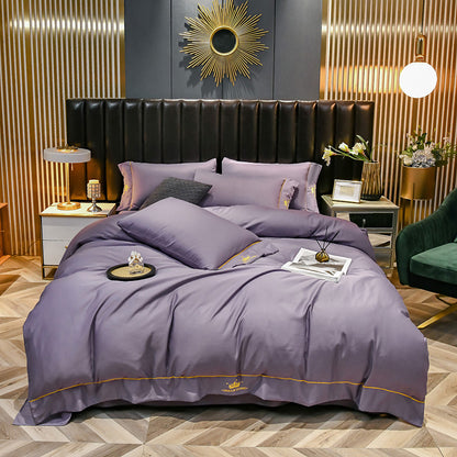 Tiansi Gongsatin 60s embroidered four piece bedding set, bed sheets and duvet covers 1.8m set, light luxury Nordic style 2.0kg - Mixbatch