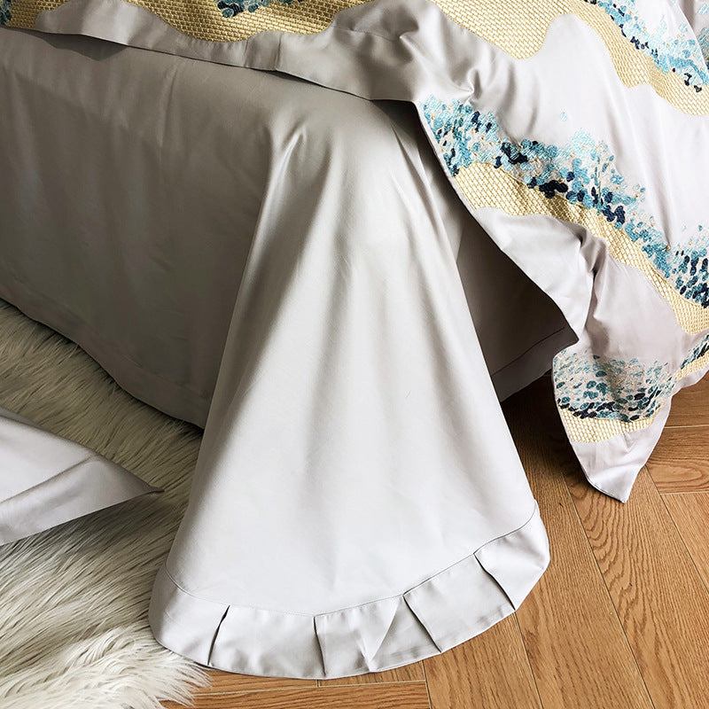 OQ5M luxury 100-piece long-staple cotton four-piece cotton embroidered quilt cover sheets with high quality bedding 4 - Mixbatch