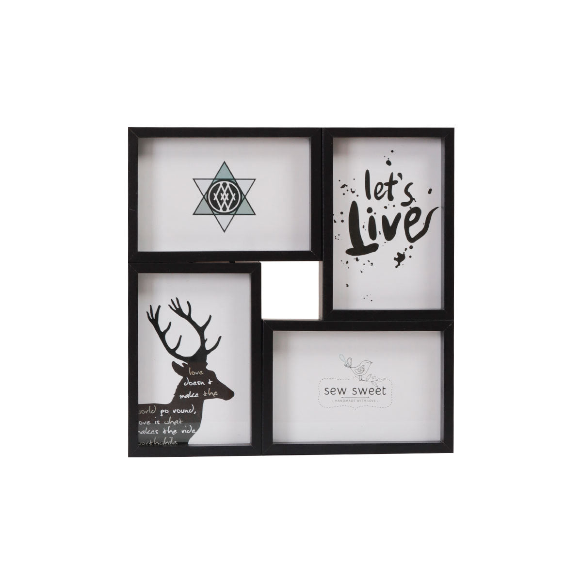A creative combination 4 frames 6 inches photo frame table hanging wall double one-piece photo wall Nordic style black and white photo frame
