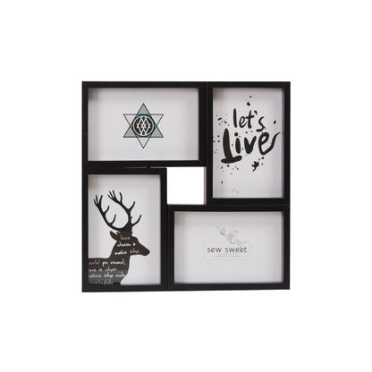 A creative combination 4 frames 6 inches photo frame table hanging wall double one-piece photo wall Nordic style black and white photo frame