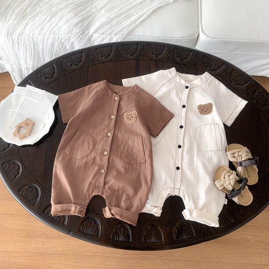 A children's clothing spot baby one-piece ins Korean version of the newborn boy baby cotton bag fart one-piece clothes out of summer - Mixbatch