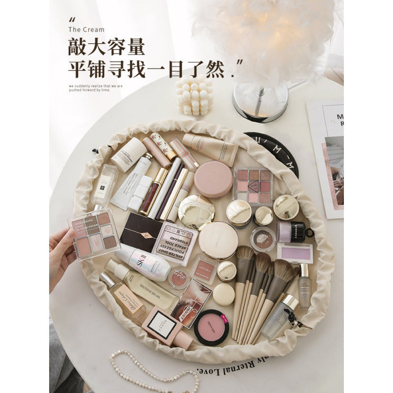 A new lazy drawstring cosmetic bag women's portable waterproof PU travel toilet bag portable storage bag box box