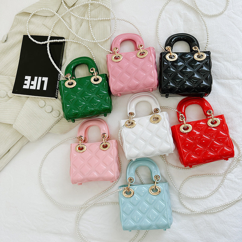 A summer new jelly bag children's bag mini bag diamond Princess Diana bag pvc bag pearl messenger women's bag - Mixbatch
