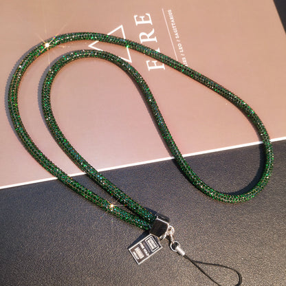 A Mobile phone lanyard length Wrist rhinestone lanyard Women's high-end luxury full diamond pendant Colorful fashion pendant - Mixbatch