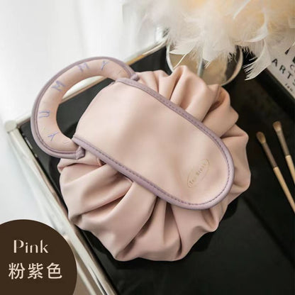 A new lazy drawstring cosmetic bag women's portable waterproof PU travel toilet bag portable storage bag box box