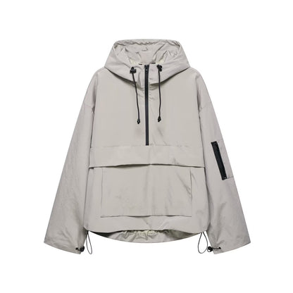 A hooded jacke